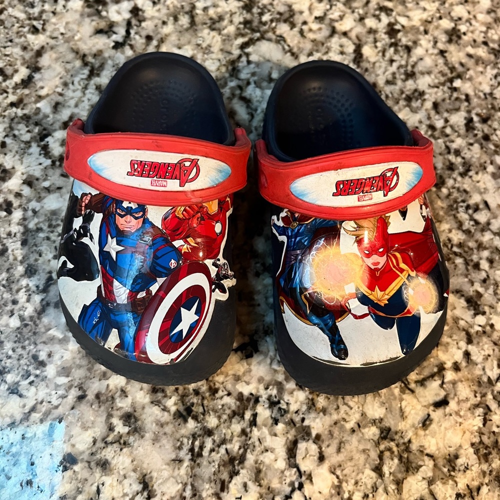 CROCS Red and Blue Sandals Superhero Style